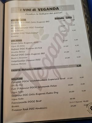 Menu at Veganda in Padua