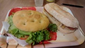 Hot vegan and Focaccia sandwich at Veganda in Padua