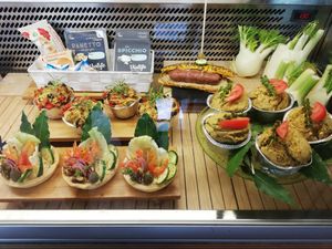 Vetrina di salato  at Veganda in Padua