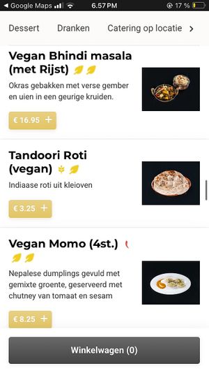 Menu from website  at Kathmandu Kitchen Leiden in Zuid-holland