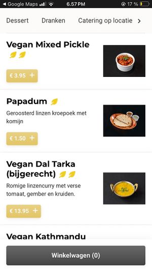 Menu from website  at Kathmandu Kitchen Leiden in Zuid-holland