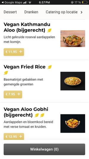 Menu from website  at Kathmandu Kitchen Leiden in Zuid-holland