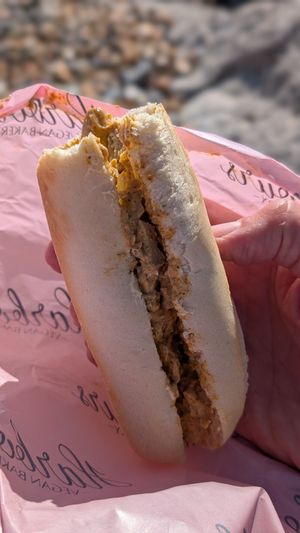 The coronation kickin baguette at Harbours Vegan Bakery in Lancing