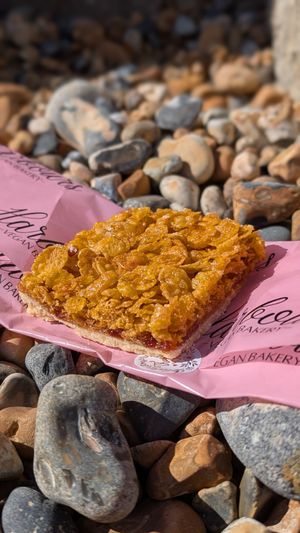 Cornflake tart at Harbours Vegan Bakery in Lancing
