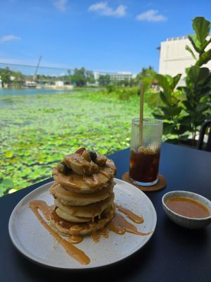 PB & Caramel Almond Pancakes at Plantiful in Phuket