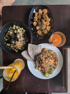 Salads + tofu at Duyên Vegan & Coffee in Da Nang