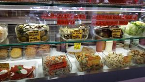 Food display at Panino Vegano in Florence