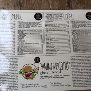 menu  at Panino Vegano in Florence