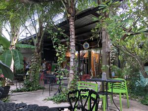 Beautiful outdoor dining area  at Avocado Vegetariano - Santa Gertrudis Copo in Merida