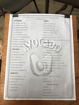 Menú at Avocado Vegetariano - Santa Gertrudis Copo in Merida