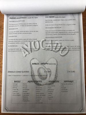 Menú at Avocado Vegetariano - Santa Gertrudis Copo in Merida