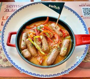 Soujouk with vegetables  at Semsom in Dubai