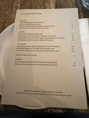 Menu in August 2025  at Kolae in London