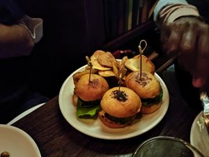 Zucchini sliders . The chips were so bland. at Charlie Was a Sinner in Philadelphia