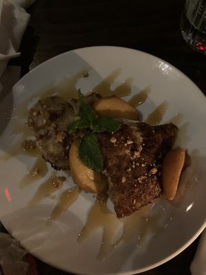 peach dessert  at Charlie Was a Sinner in Philadelphia