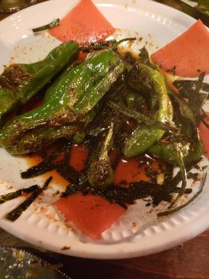 Charred peppers at Charlie Was a Sinner in Philadelphia