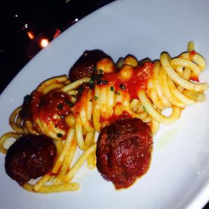 spaghetti with meatballs at Charlie Was a Sinner in Philadelphia