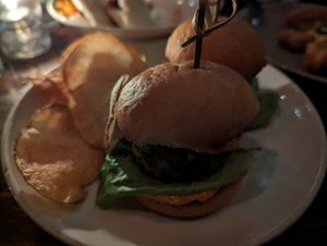 Zucchini crabcake sliders at Charlie Was a Sinner in Philadelphia