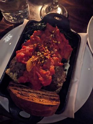 Meatballs with ricotta at Charlie Was a Sinner in Philadelphia