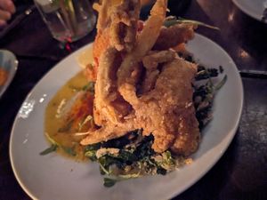 Oyster mushroom "calamari" at Charlie Was a Sinner in Philadelphia