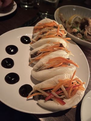 Caramelized eggplant bao buns  at Charlie Was a Sinner in Philadelphia