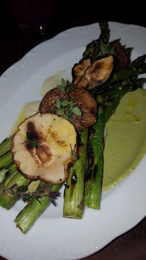grilled asparagus and shiitake mushroom at Charlie Was a Sinner in Philadelphia
