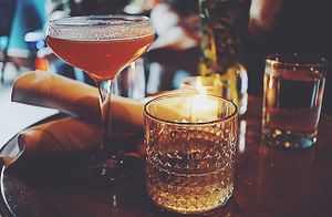 Amazing & artisanal vegan cocktails! We ordered the Last Sunrise (left), and Leaves of Grass (right). Potent & delicious!

Check out our vegan YouTube channel to see our Charlie was a sinner episode! ➡️ https://youtube.com/channel/UCQ3ffXtIrXm3AkvsqUYRFbg

Check out our Instagram for more photos! ➡️ instagram.com/guided.by.veggies at Charlie Was a Sinner in Philadelphia