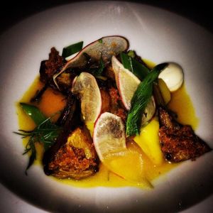 lemon saffron artichokes  at Charlie Was a Sinner in Philadelphia