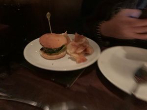 Vegan slider with chips  at Charlie Was a Sinner in Philadelphia