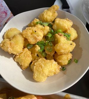 Cauliflower Buffalo sauce on the side  at Veggie Grill in Mountain View