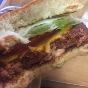 the burger was delicious -- all vegan. ordered without the grilled onions  at Veggie Grill in Mountain View