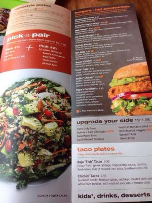 Their menu.  at Veggie Grill in Mountain View