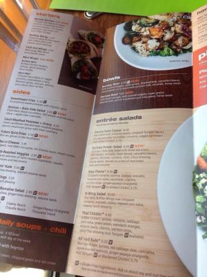 Their menu again. at Veggie Grill in Mountain View