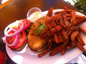 My usual :)
VG-Cheeseburger with sweetheart fries  at Veggie Grill in Mountain View