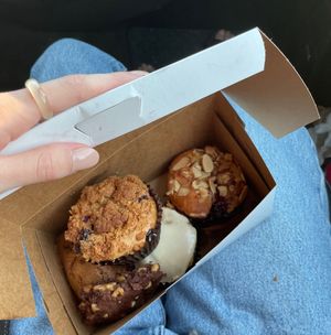 blueberry muffin on top!  at Pushkin's Bakery in Sacramento