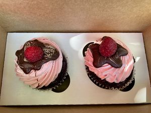 Hi Hat Chocolate Raspberry cupcakes 🤤  at Pushkin's Bakery in Sacramento