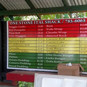Menu at One Stone Ital Shack in St Johns