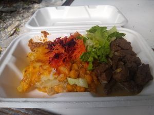 Items from the hot food buffet...so good! at One Stone Ital Shack in St Johns