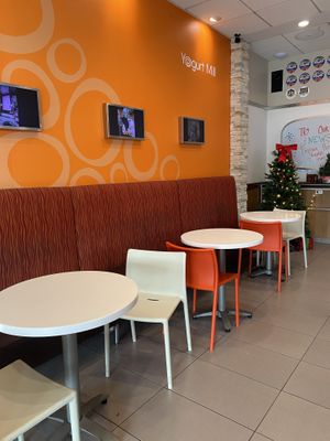 Indoor Seating - Decorated for the Seasonn  at Yogurt Mill in Modesto