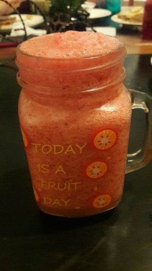 strawberry juice  at Vegan House in Medellin