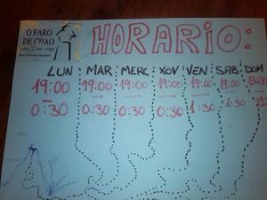 Timetable at O Faro de Chao in Vigo