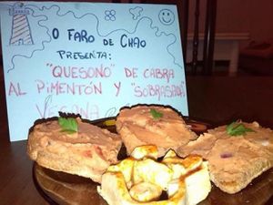 Goat pepper 'Nocheese' with vegan sobresada at O Faro de Chao in Vigo