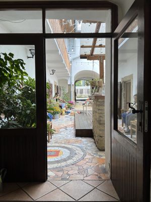 Outdoor seating   at Dvorek Litomyšl in Litomysl