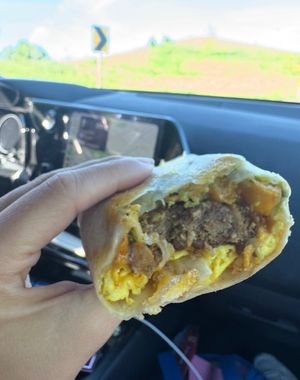 Breakfast Burrito at Temptations Bikini Espresso in Portland