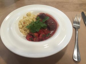 couscous with beanballs at Zelen in Odessa