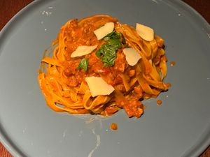 Tagliatelle alla demi-glace bolognese at Foldie in Taipei