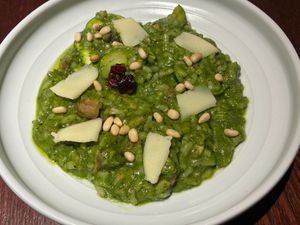 Pesto risotto with mushrooms and pine nuts at Foldie in Taipei
