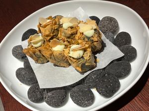 Hundred-layer beancurd with pickled mustard greens and almonds at Foldie in Taipei