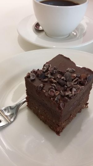 Raw Chocolatecake at Hymy Raw Food Cafe in Helsinki