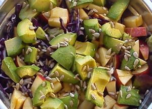 Mixed raw salad at Chirimoya. IT'S ALL ORGANIC! IT'S ALL BIO! at Chirimoya Healthy Food Station in Fuengirola
